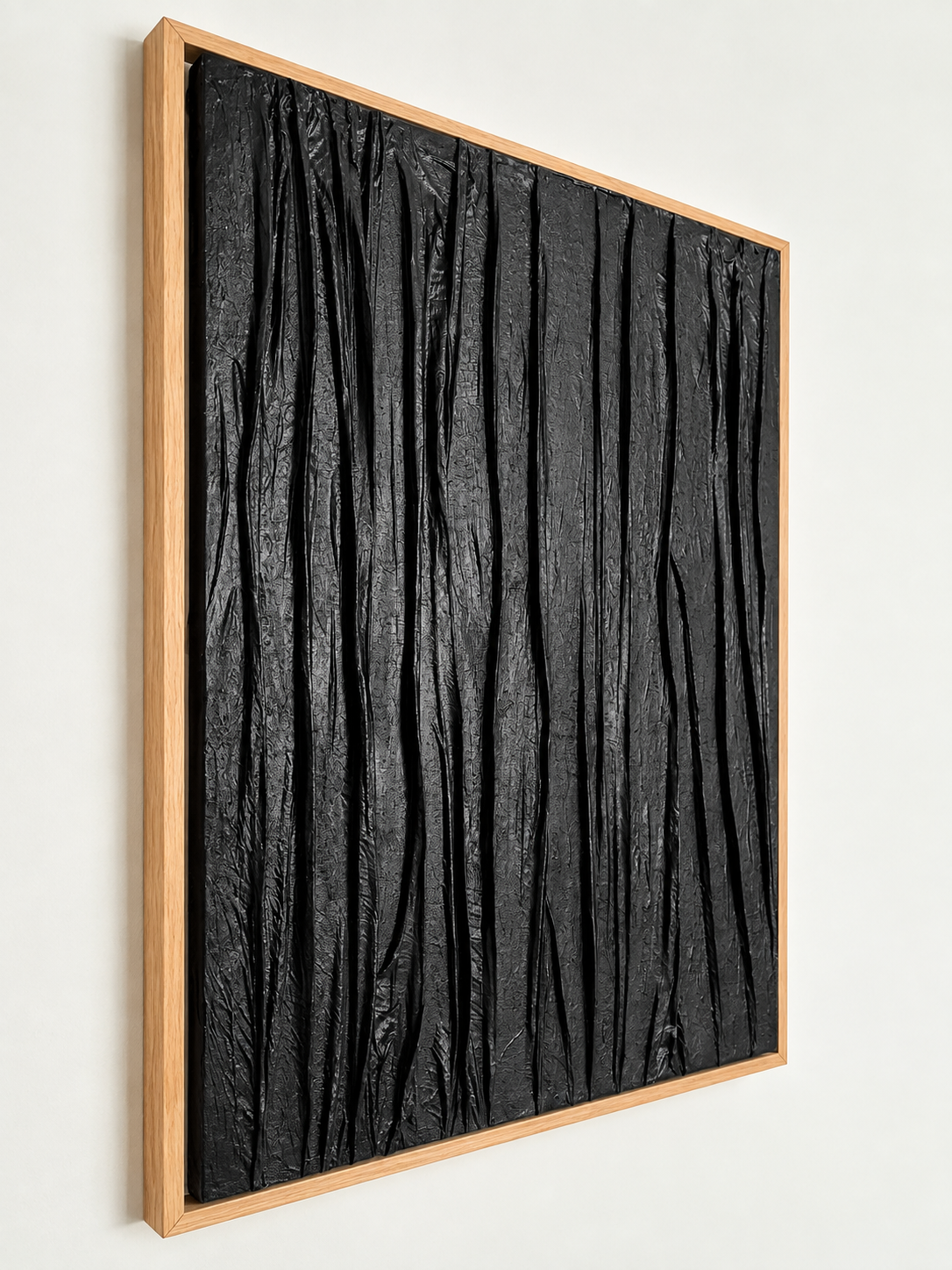 Deep Charcoal Tones – Modern Textured Wall Art with Beige Frame 108 x 82 cm