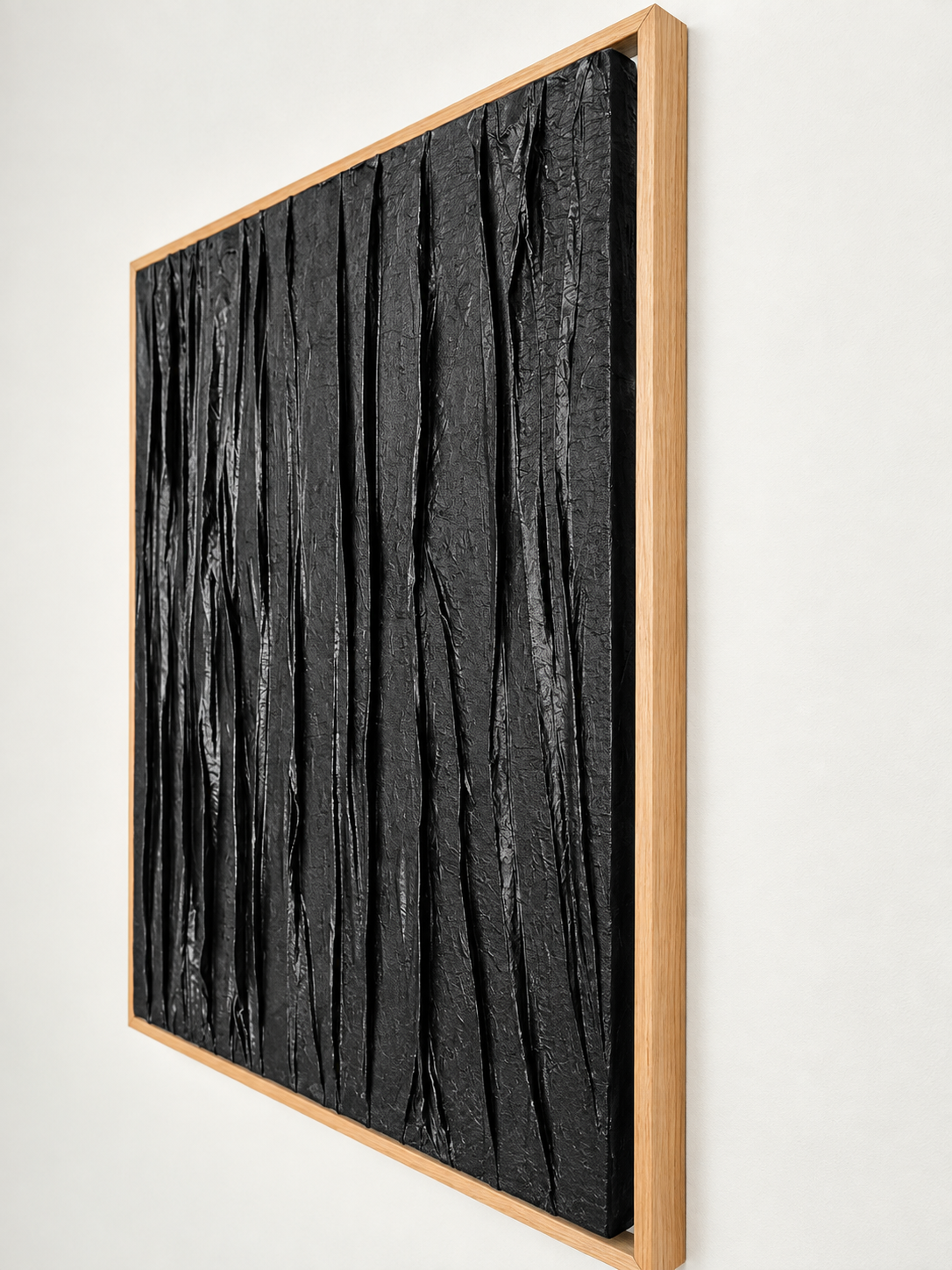 Deep Charcoal Tones – Modern Textured Wall Art with Beige Frame 108 x 82 cm