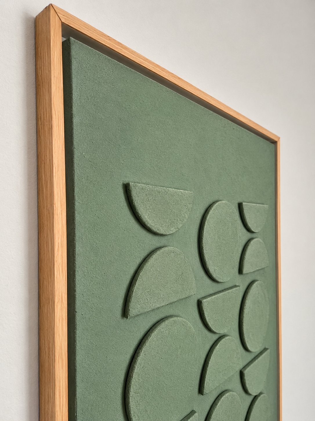Verdant Rhythm Geometric Wall Art with Beige Frame | 108 × 82 cm