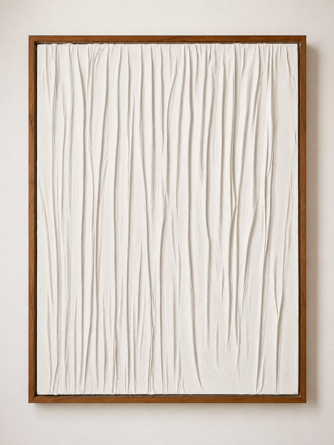 Ivory Glow Framed Macramé Wall Art with dark Brown Frame 100×76 cm