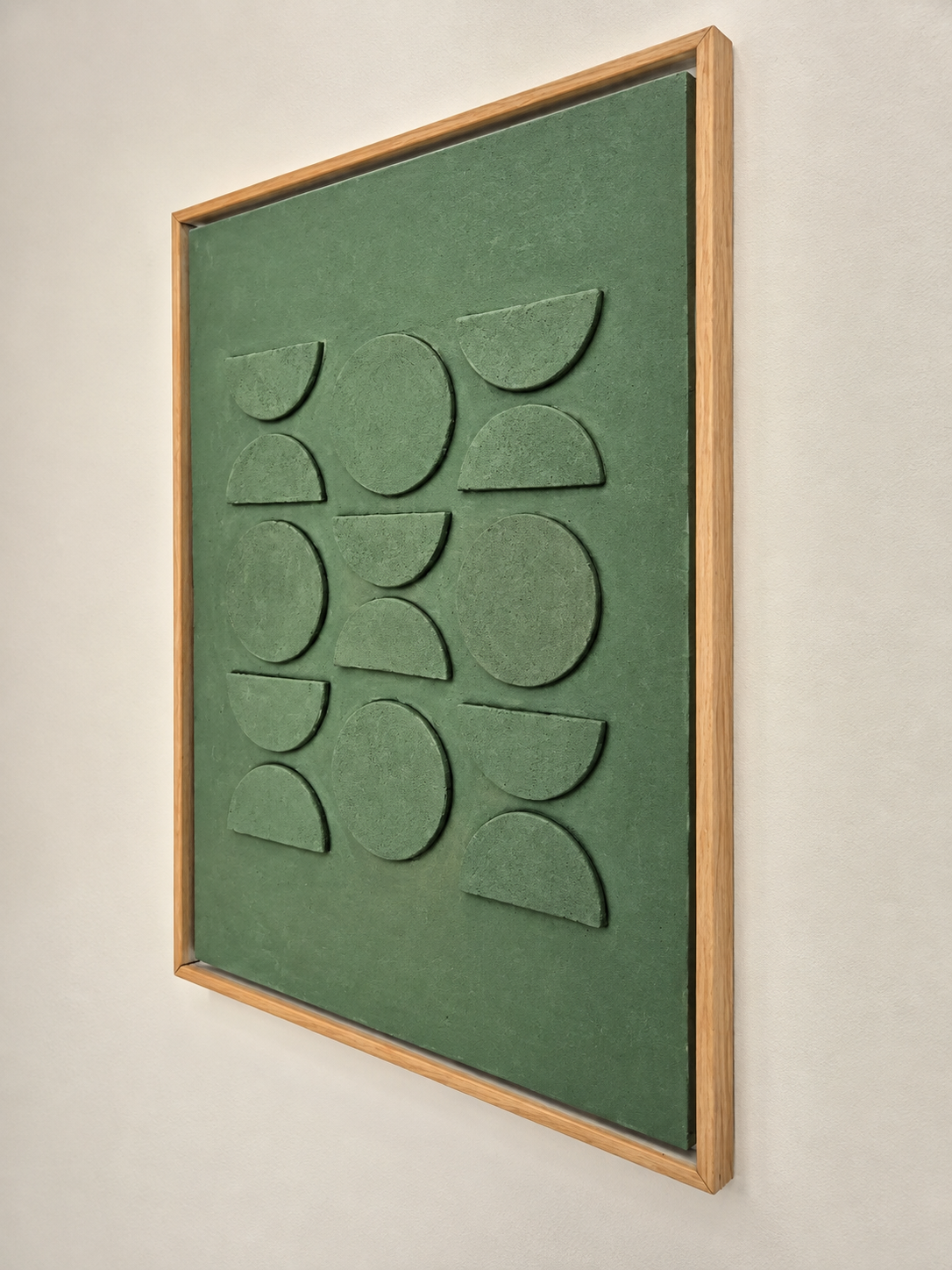 Soft Symmetry & Verdant Rhythm – Geometric Wall Art Pair | Beige Frames | 108 × 82 cm Each