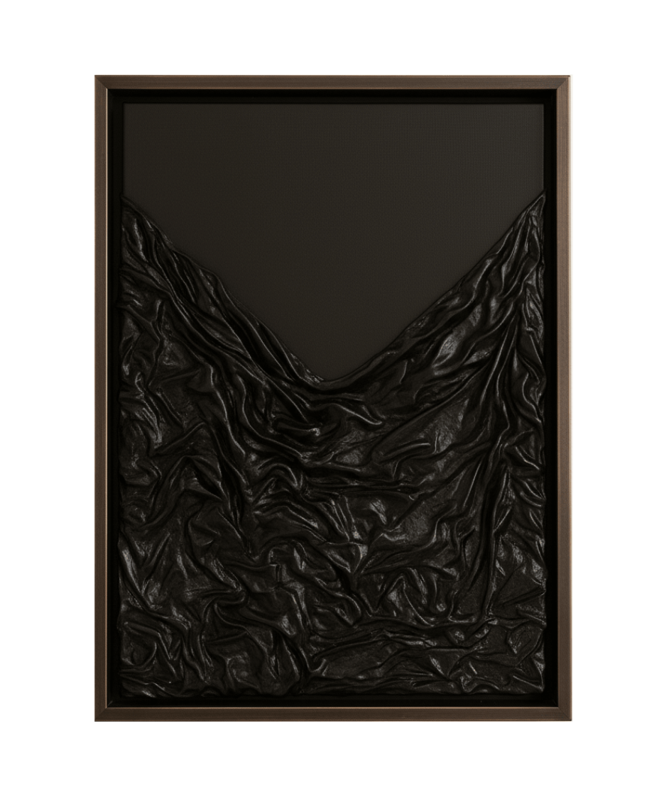 Deep blue and black textured canvas art