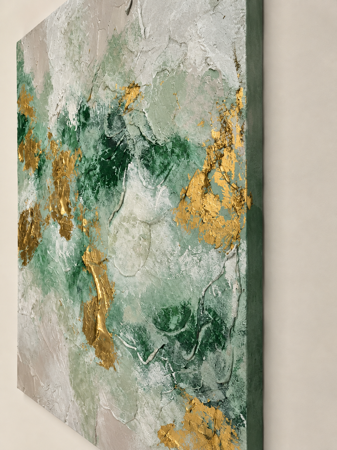 Handcrafted green and gold wall art Dubai