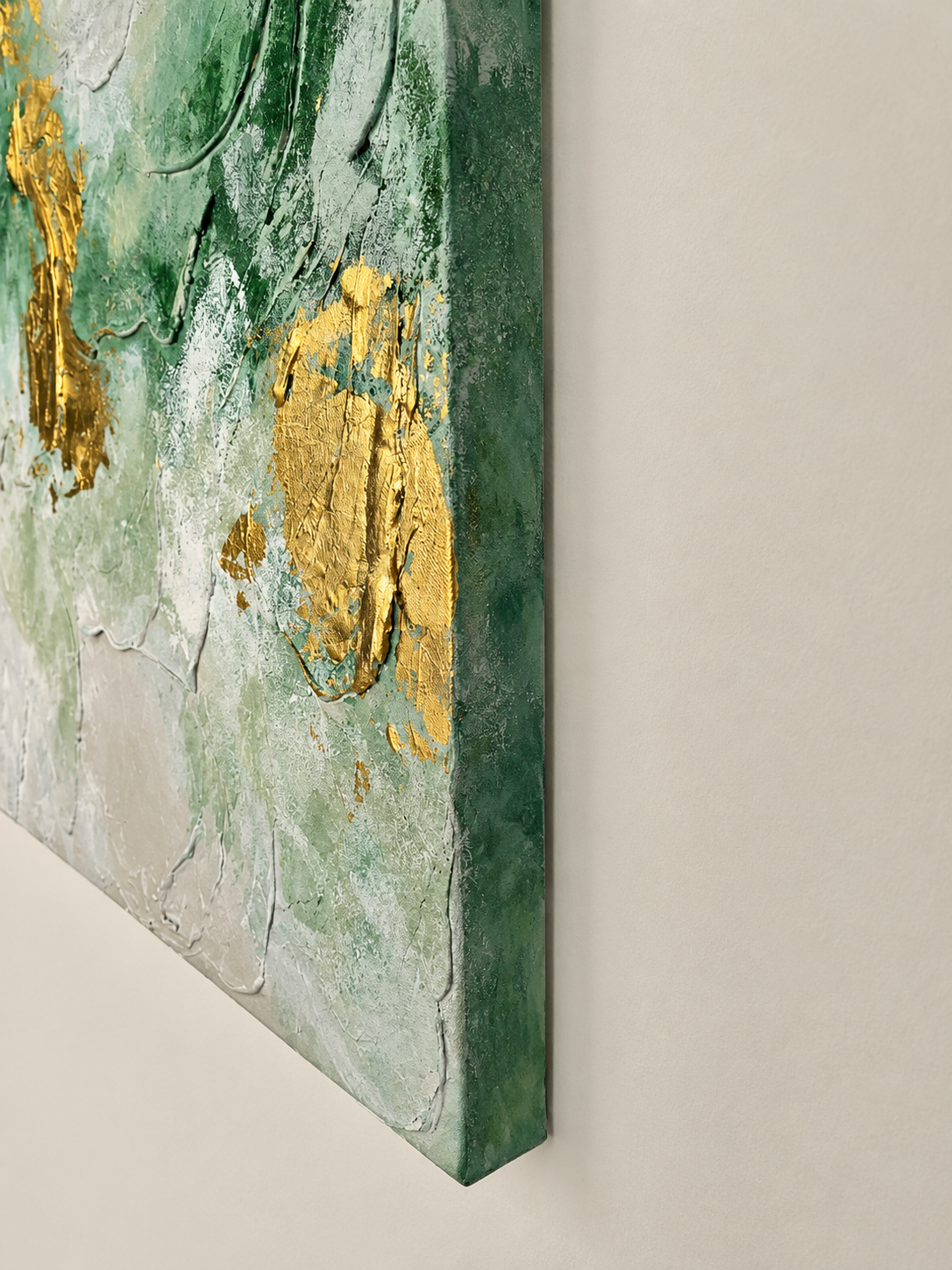 Handcrafted green and gold wall art Dubai