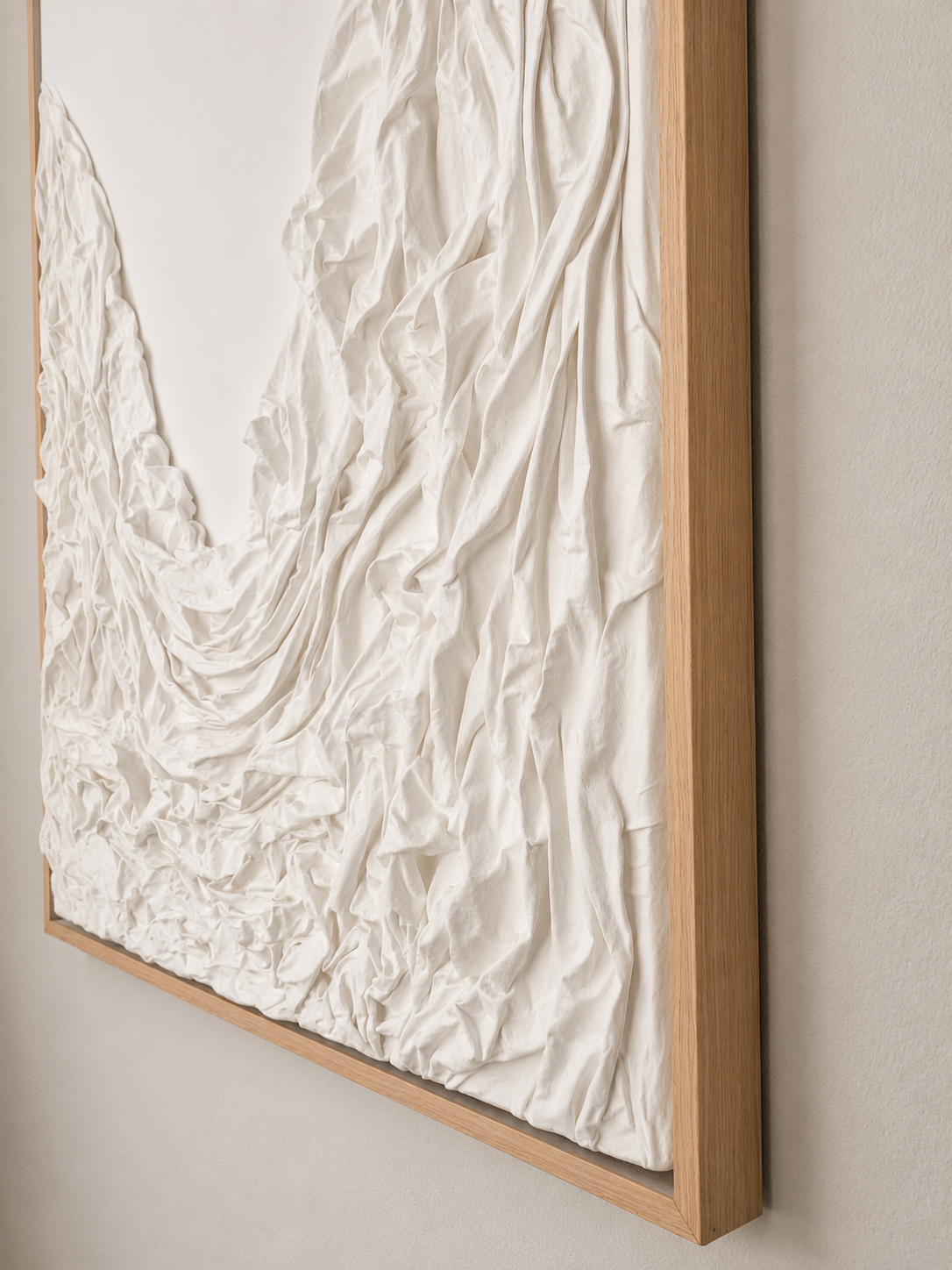 Handmade white fabric-inspired wall art Dubai