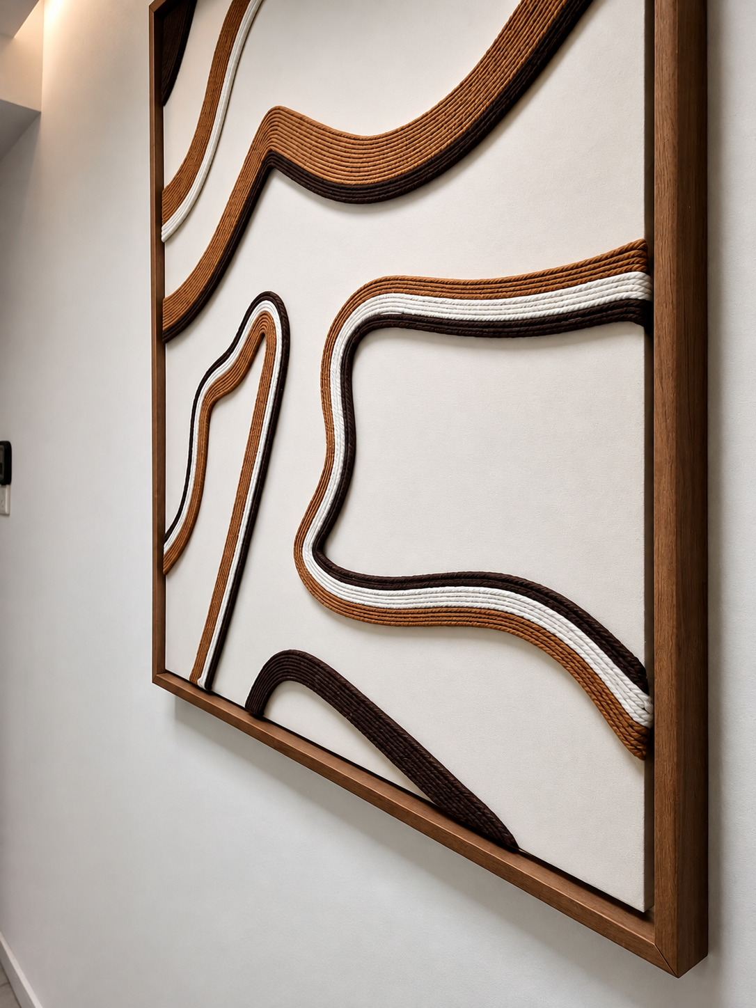 Indus Valley Macramé wall art with brown frame