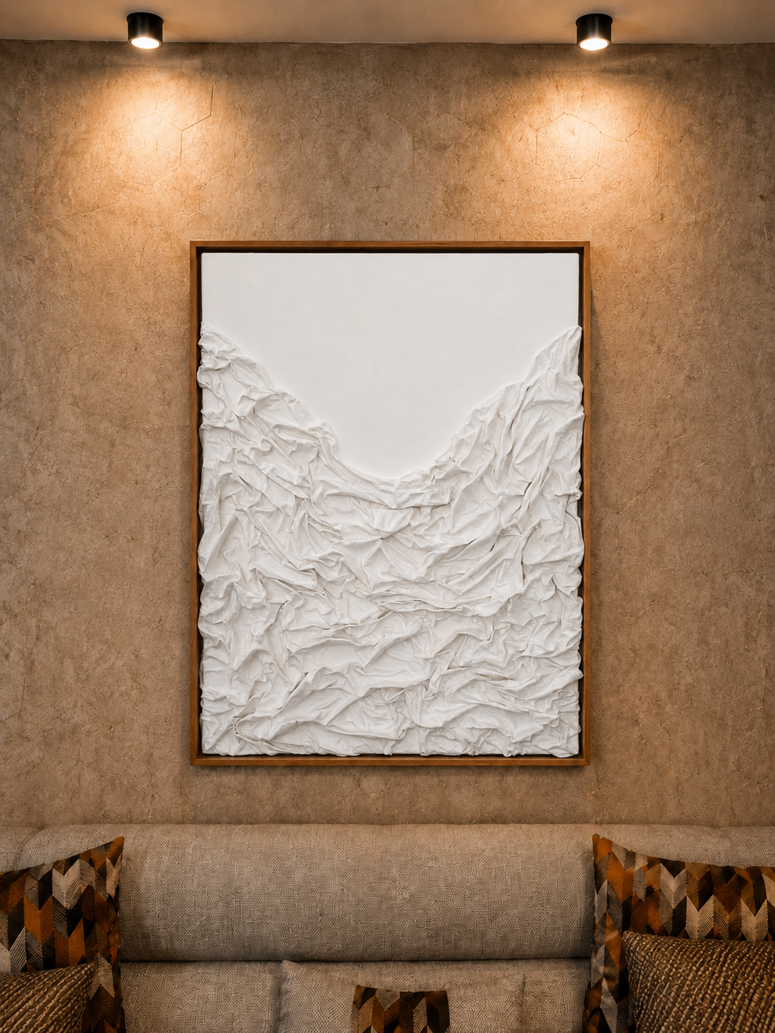 Minimalist white textured wall art UAE