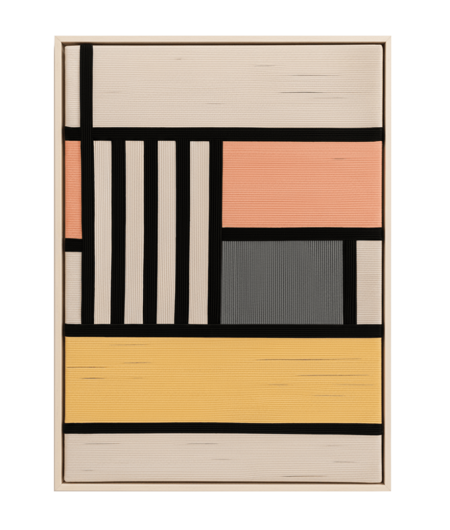 Modern macramé artwork for living room Dubai featuring modernist geometric design