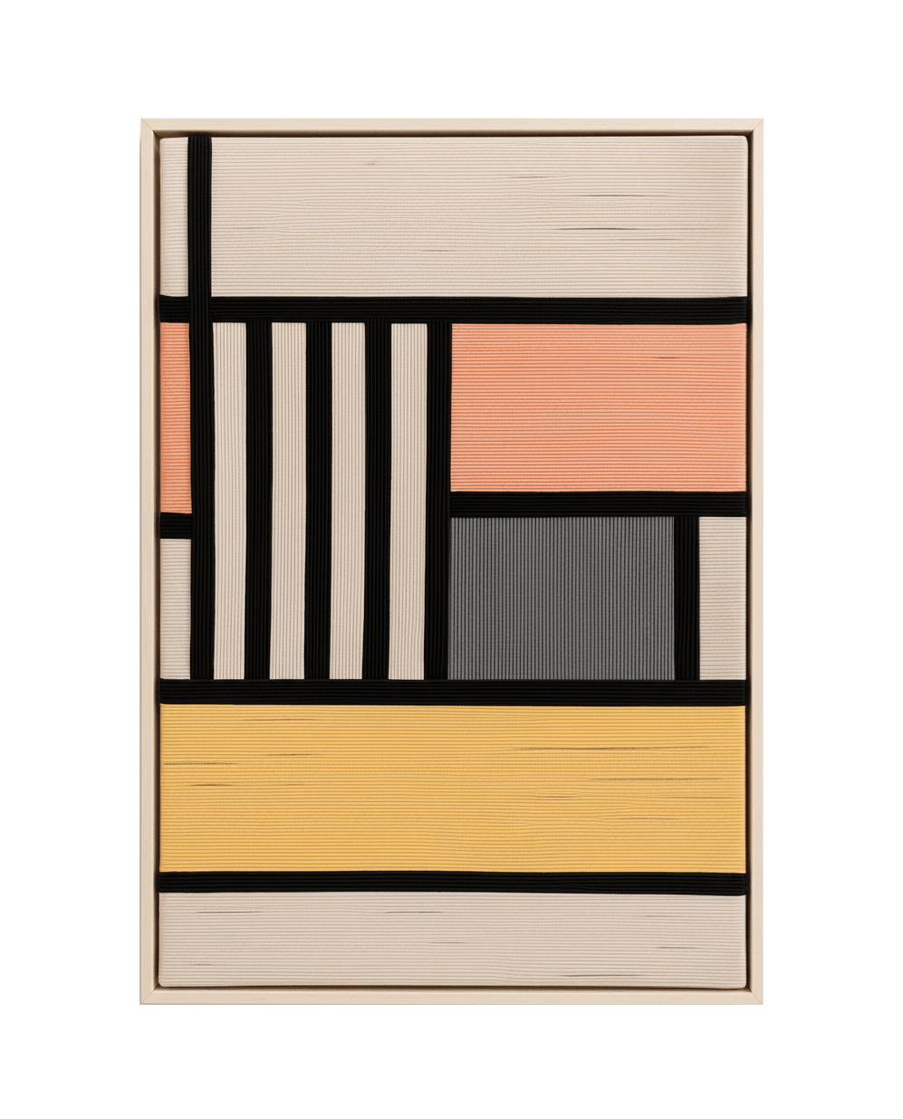 Modern macramé artwork for living room Dubai featuring modernist geometric design