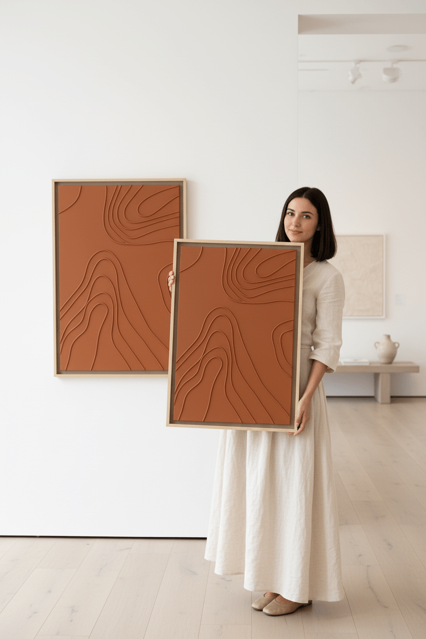 Modern wall decor Dubai featuring flowing contours and blush color palette