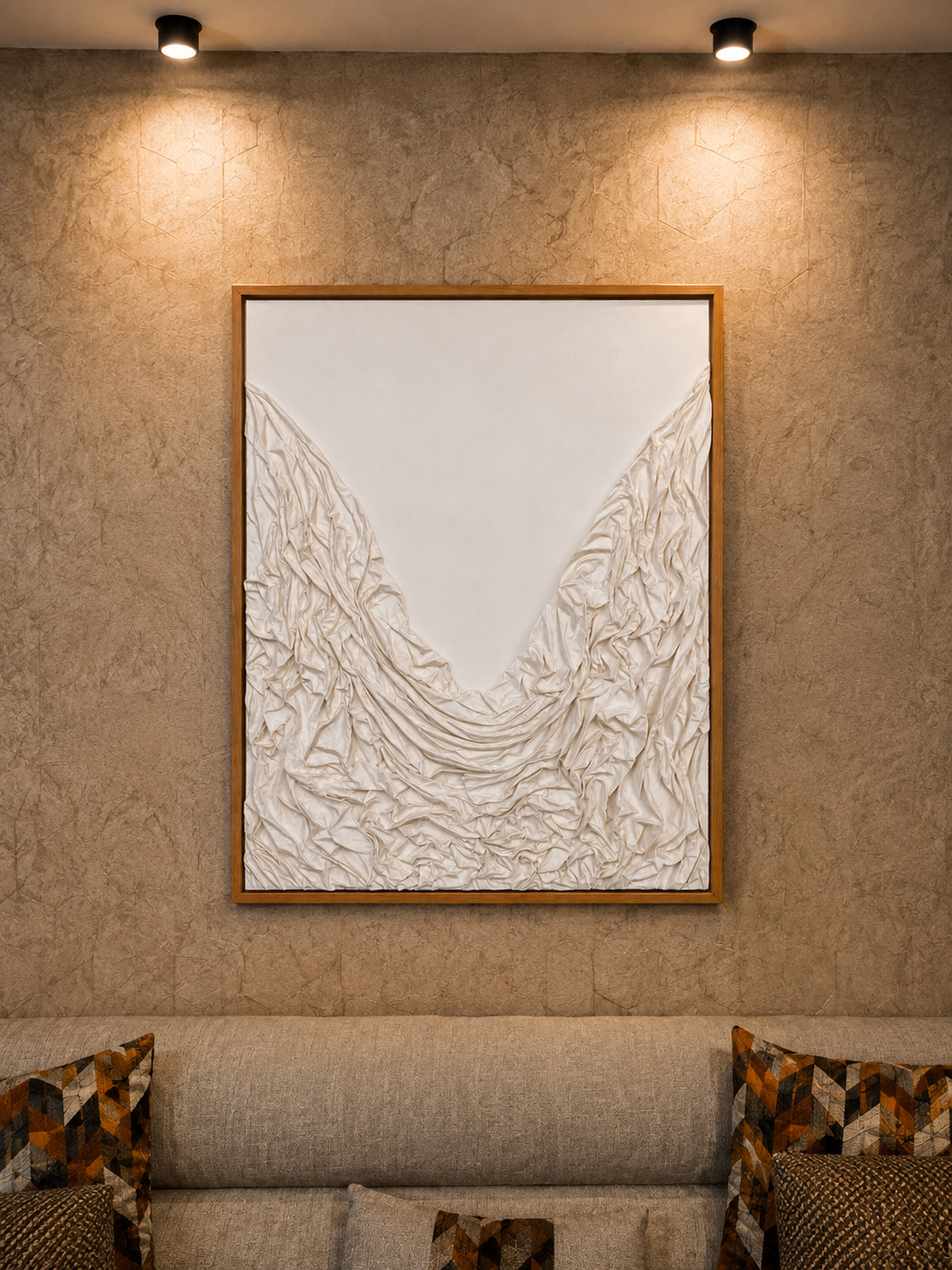 Modern white textured wall art for Dubai interiors