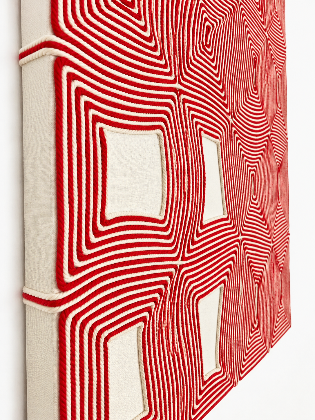 Red geometric macramé wall art UAE
