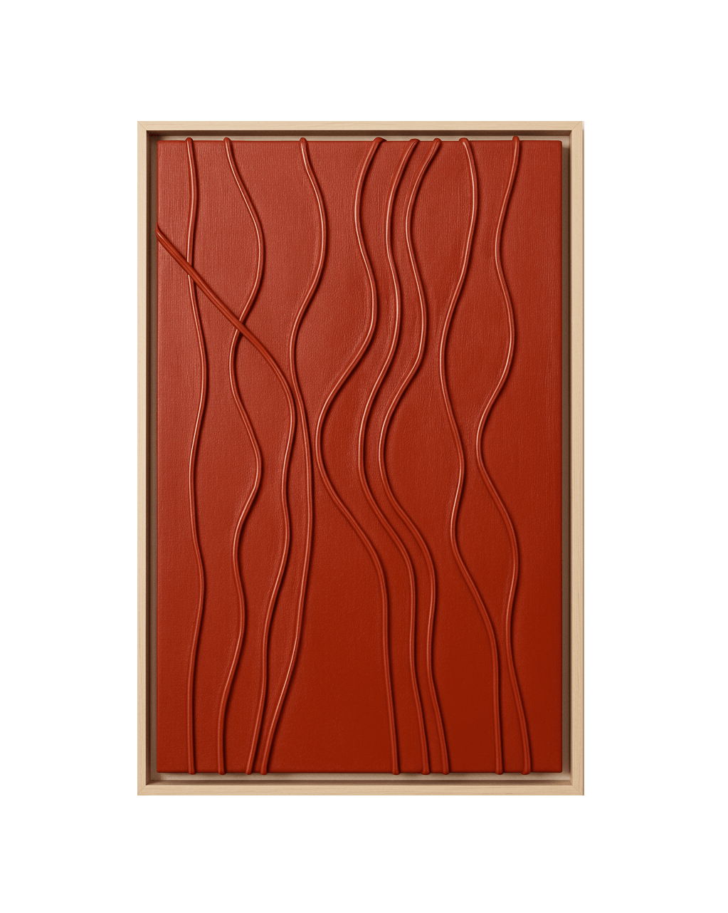Scarlet Riviera Contours dimensional red abstract art with flowing vertical lines in Dubai