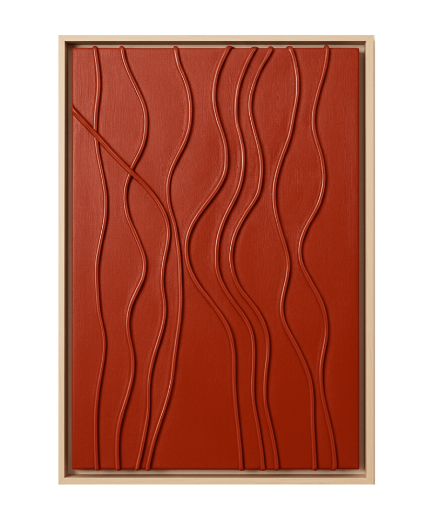 Scarlet Riviera Contours Dimensional Red Abstract Art 80×60