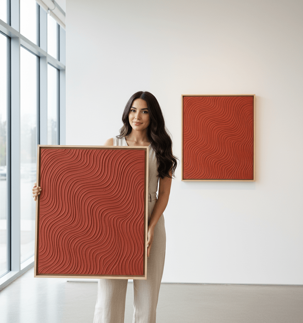 Sunset Meanders modern textured wall art