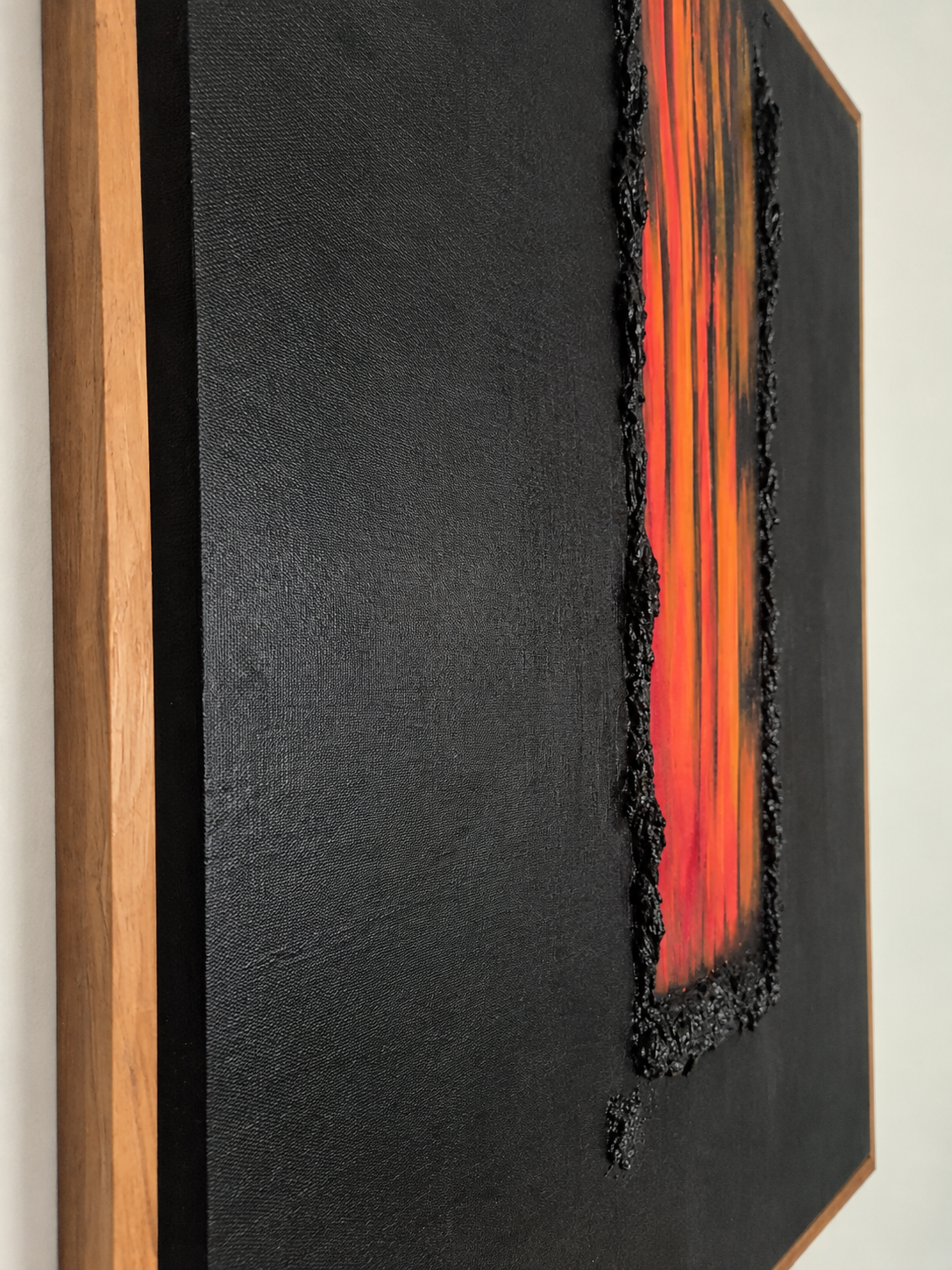 The Volcano – 3D Textured Abstract Wall Art with Walnut Brown Frame | 108 × 82 cm