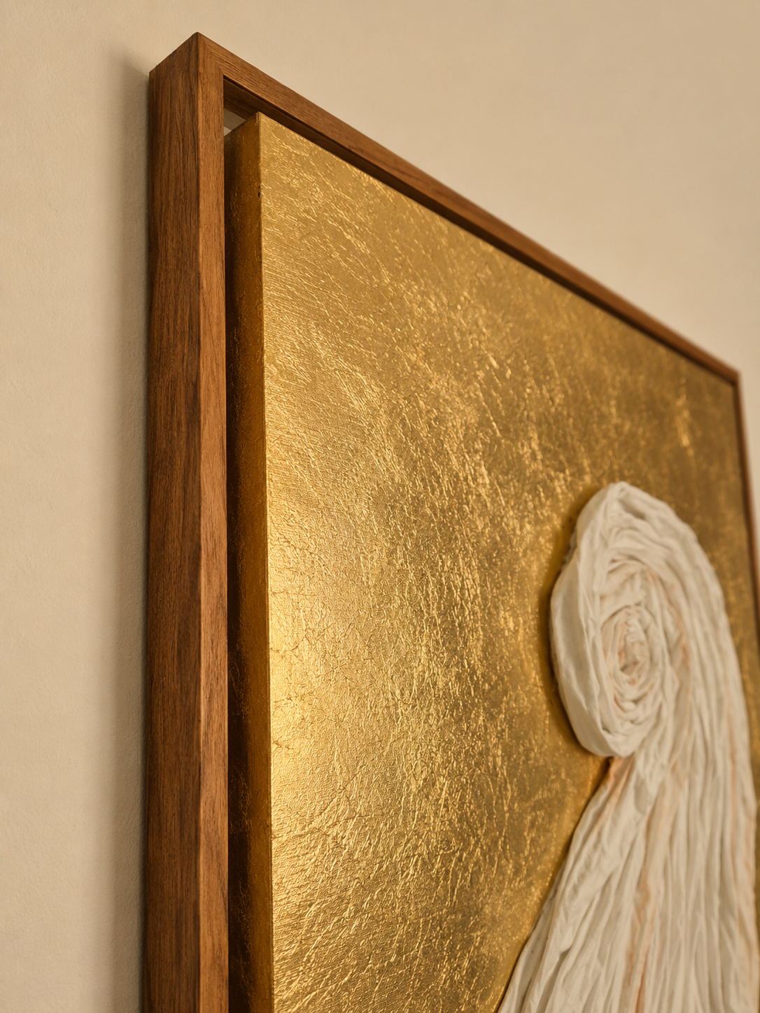 Textured abstract wall art with dark brown frame UAE