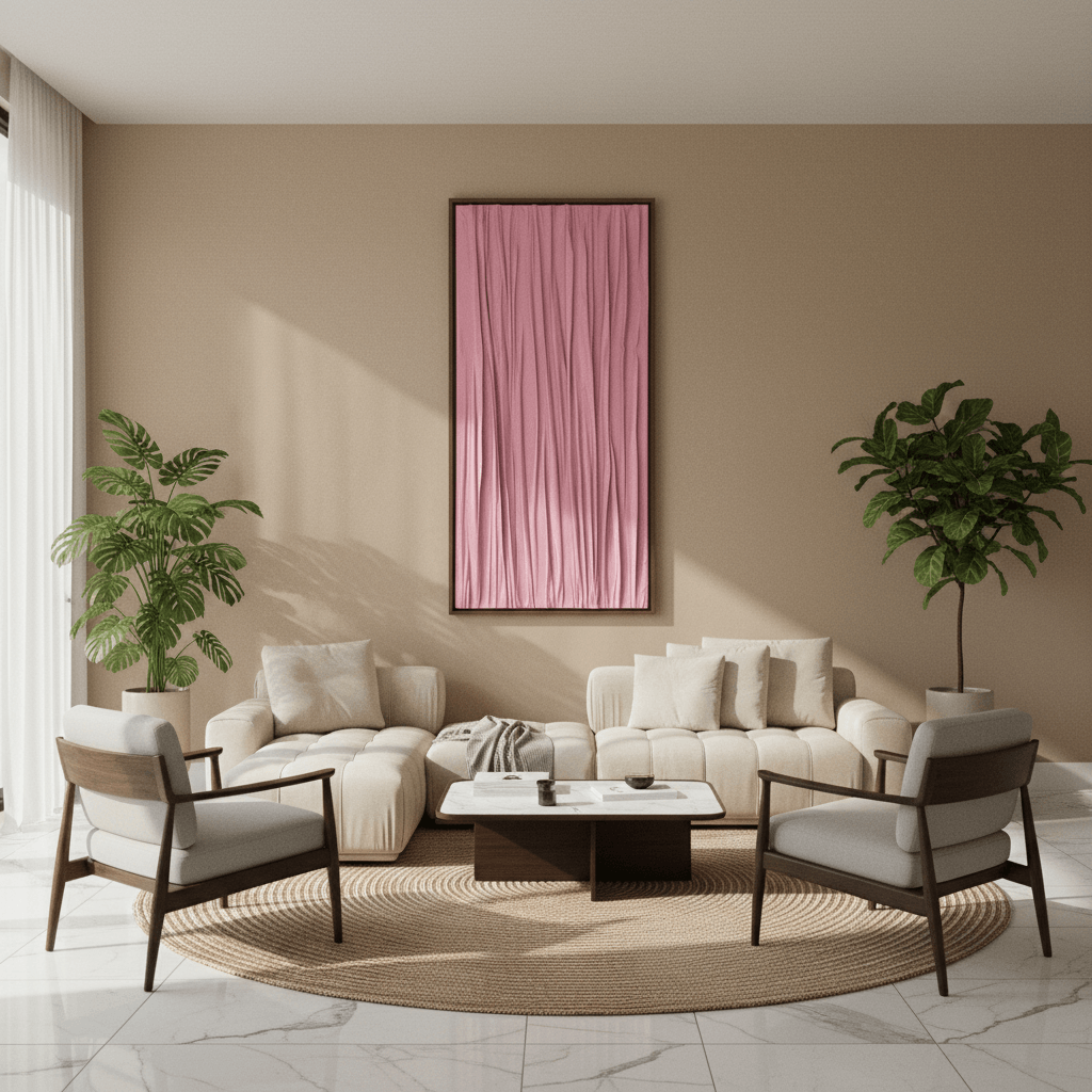 Velvet Drift – Handcrafted Pink Textured 3D Wall Art 150 × 60 cm