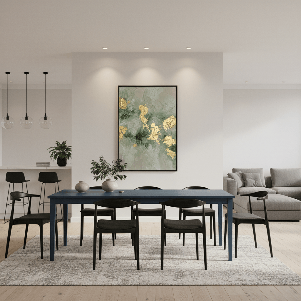 green and gold abstract painting