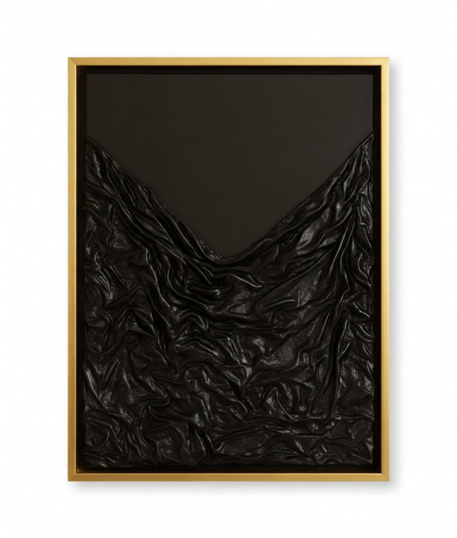 Depths of Midnight Deep blue and black textured canvas art  80 × 60 cm