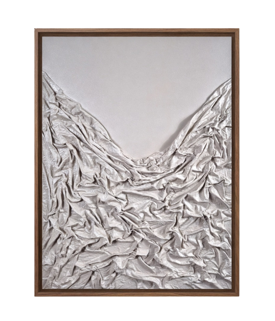Fossilized Drapes Limited Edition Textured White Wall Art 80 × 60 cm
