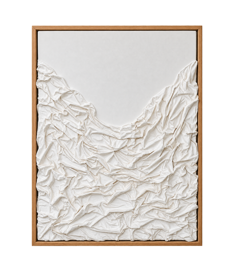 Fossilized Drapes Limited Edition Textured Wall Art with Beige Frame 80 × 60 cm