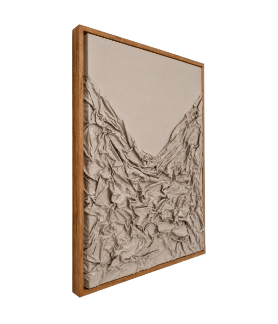 Chocolate Bedsheets Textured Canvas Wall Art with Dark Walnut Frame 85 × 65 cm