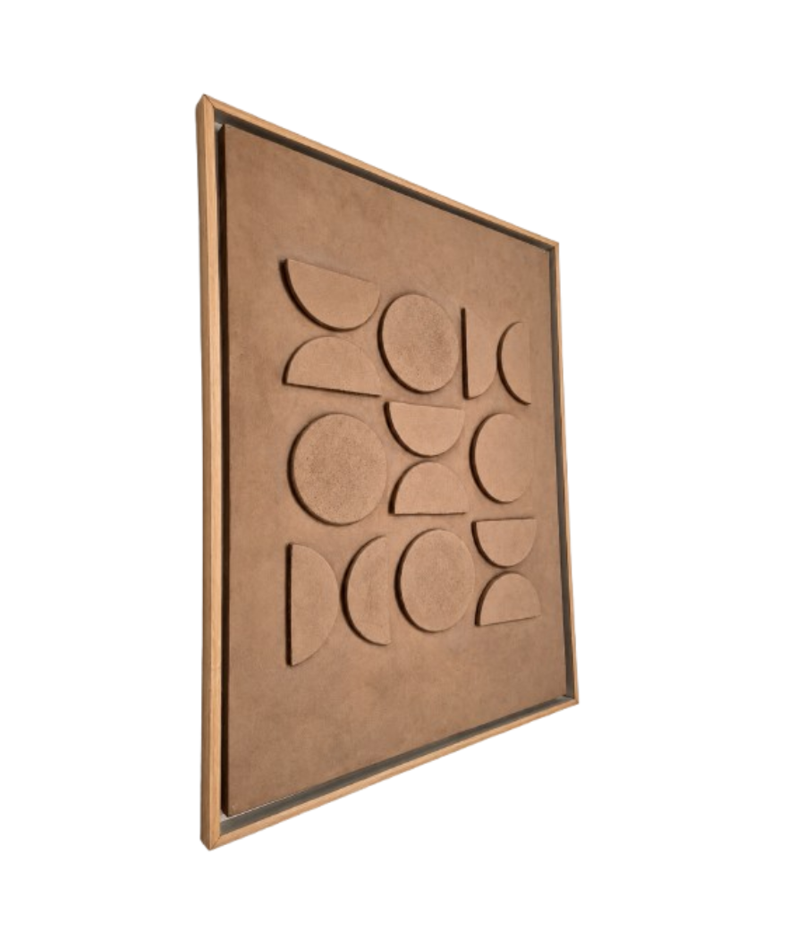 Soft Symmetry Premium Geometric Wall Art with Beige Frame 105 × 80 cm