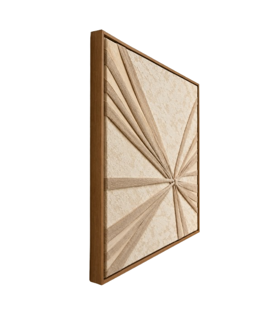 Unified Knots Handcrafted Textured Wall Art with Brown Frame 108 × 82 cm
