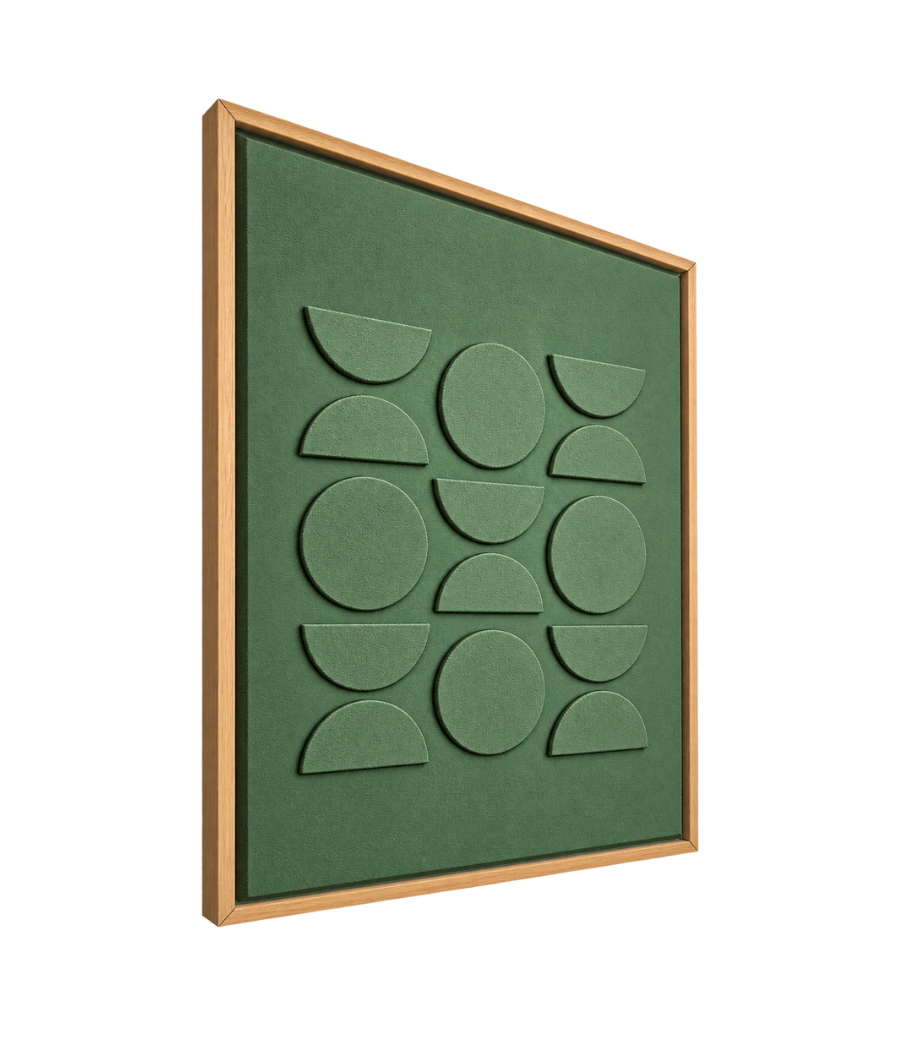 Soft Symmetry & Verdant Rhythm – Geometric Wall Art Pair | Beige Frames | 108 × 82 cm Each