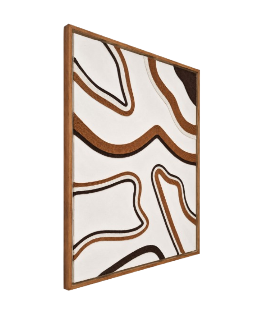 Indus Valley Macramé Handcrafted Wall Art with Brown Frame 105 × 80 cm