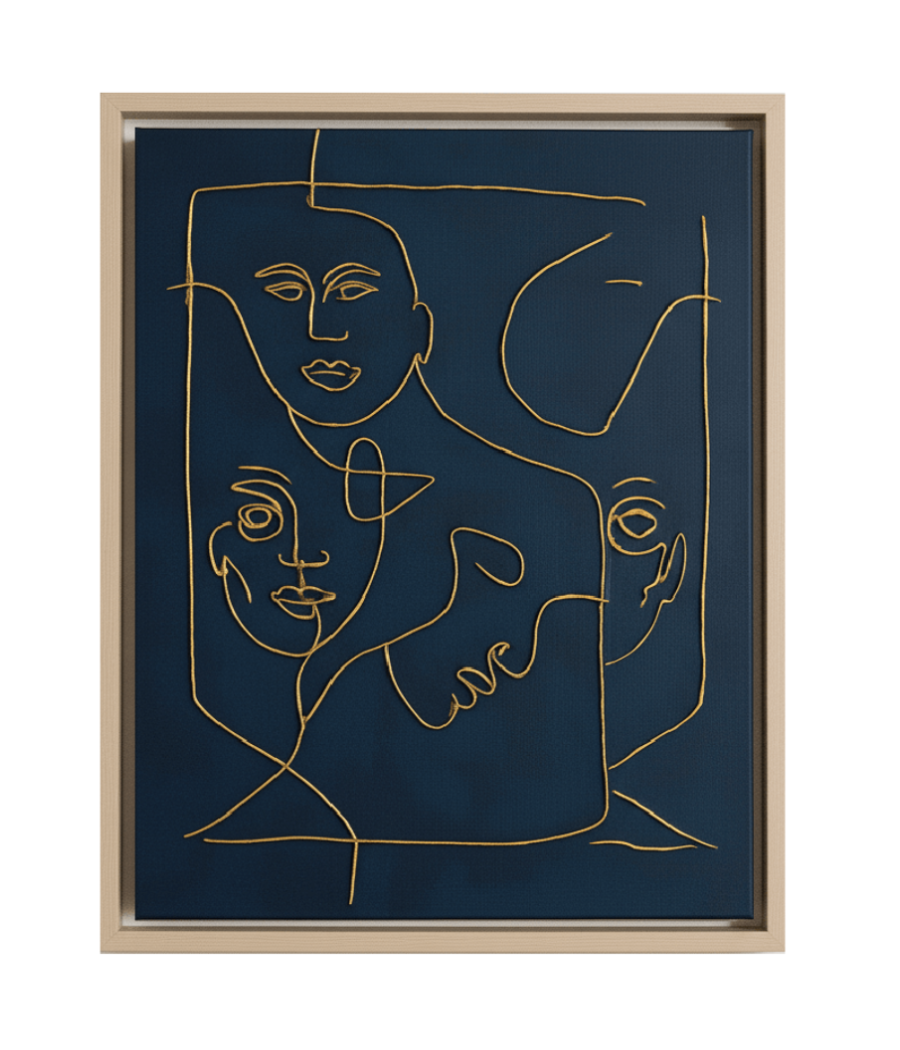 Hearty Dilemma Handmade Gold Navy Blue Wall Decor UAE 100 x 76 cm