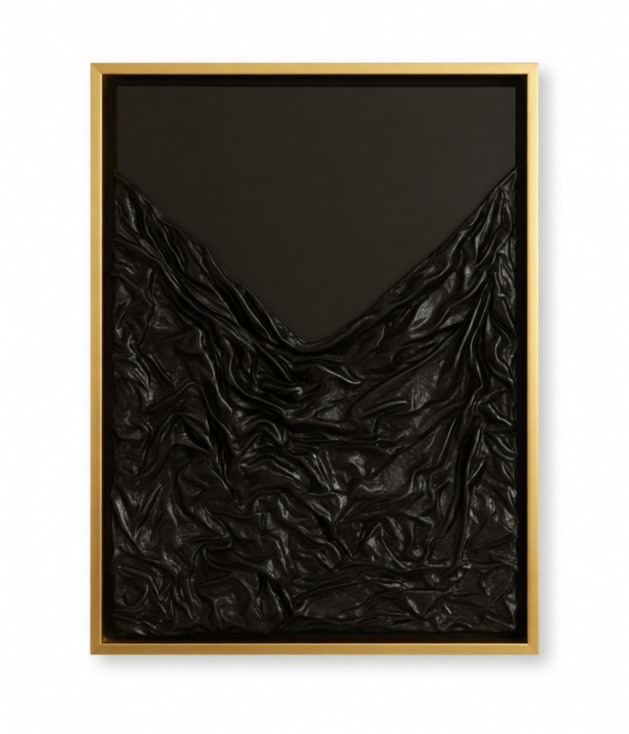 Depths of Midnight Deep blue and black textured canvas art  80 × 60 cm