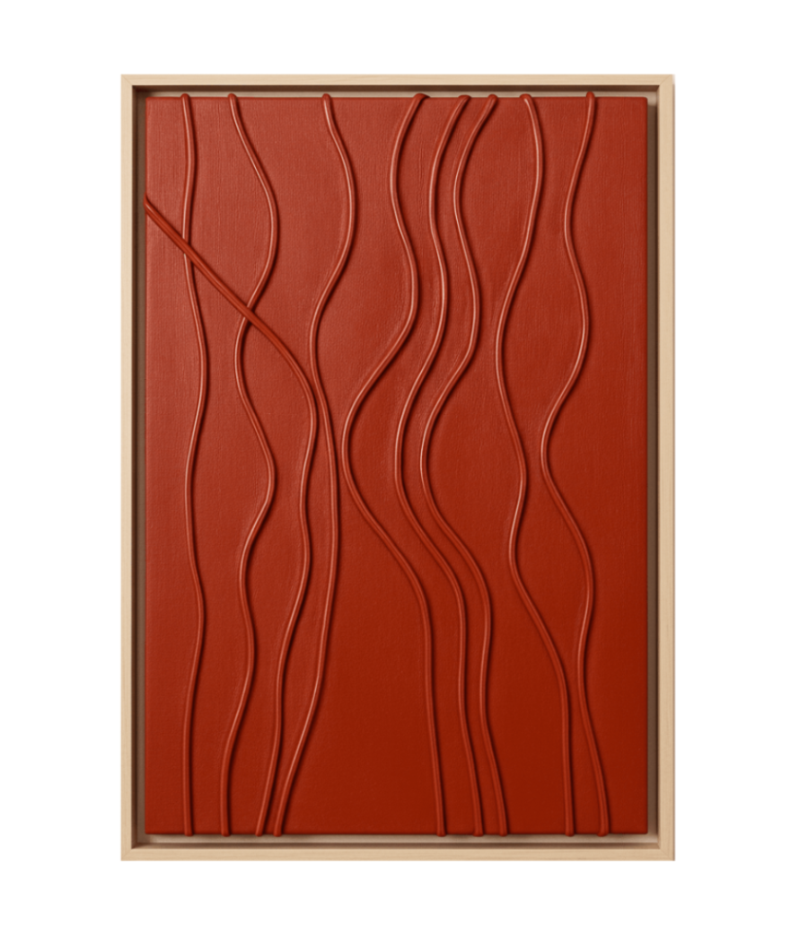 Scarlet Riviera Contours - Dimensional Red Abstract Art Dubai 80×60 cm