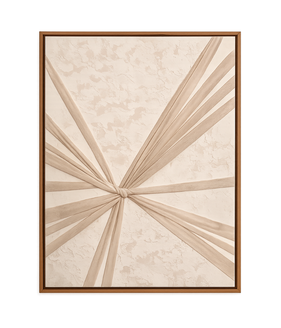 Unified Knots Handcrafted Textured Wall Art with Brown Frame 100 × 76