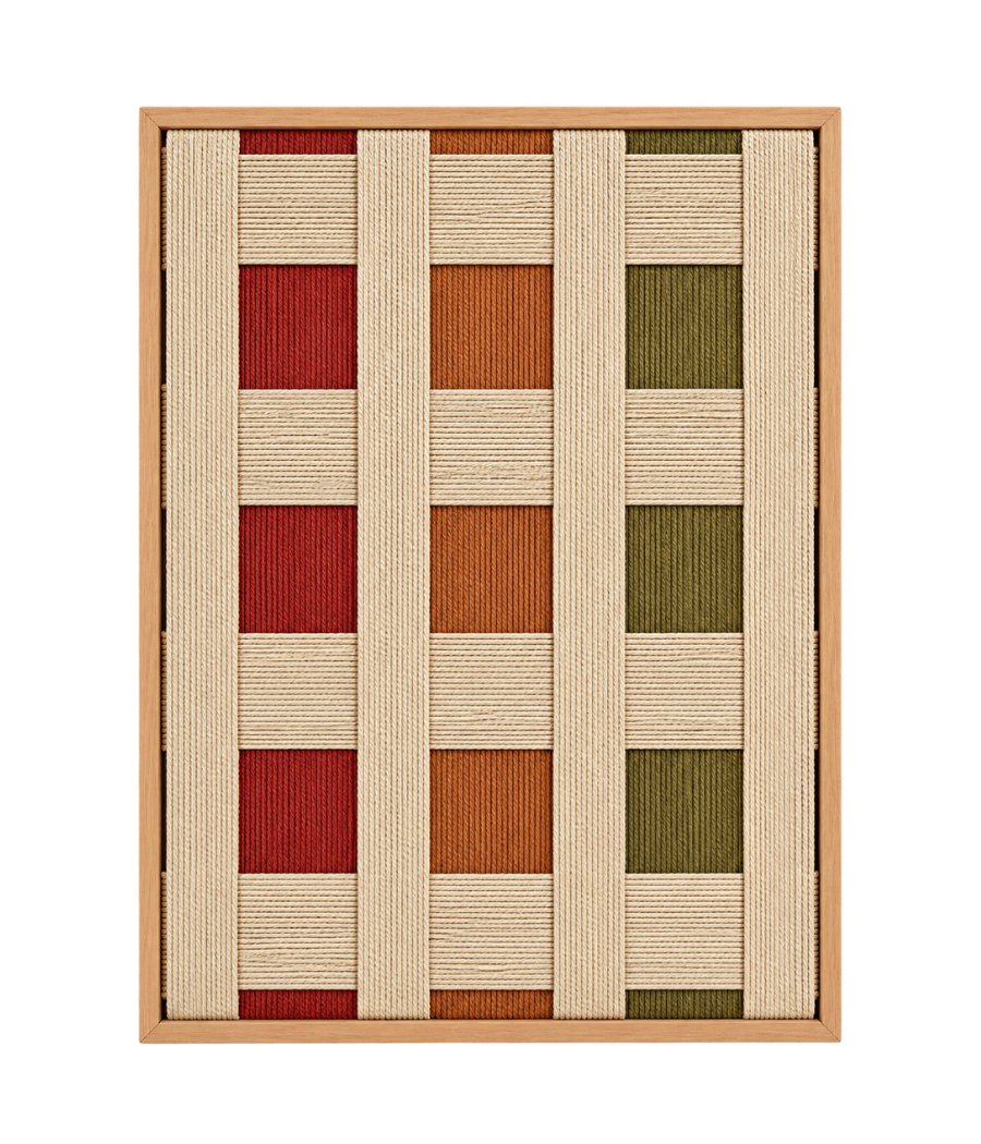 Martian Weave Macramé Wall Art with Beige Frame | 80 × 60 cm