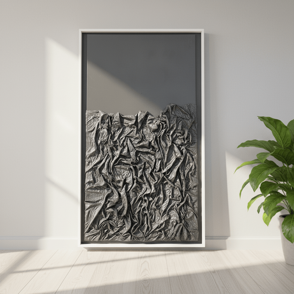 Veil of Shadows – Handmade Modern Textured Art 150 × 60 cm