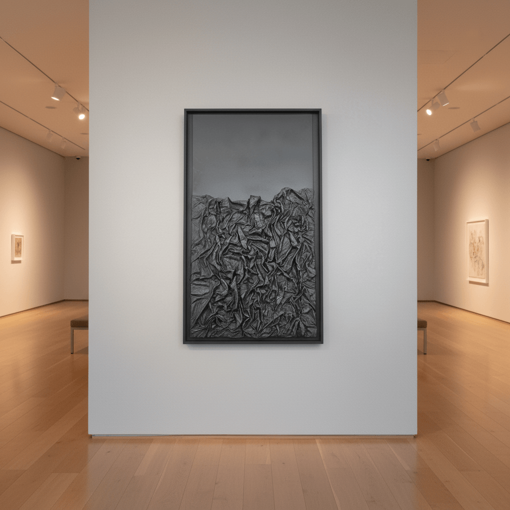 Veil of Shadows – Handmade Modern Textured Art 150 × 60 cm